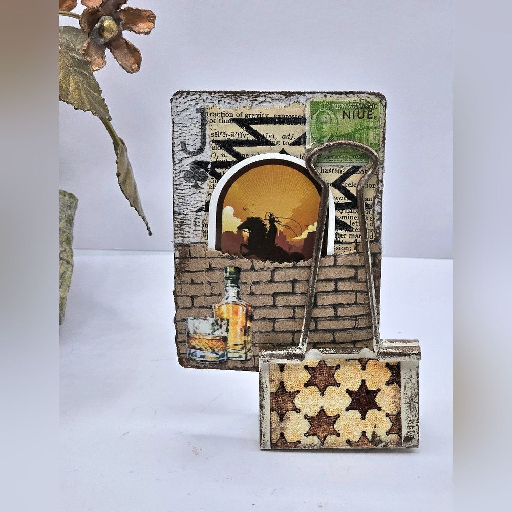 "5/$40" Western Cowboy Artist Trading Card ATC W/Upcycled Card Holder